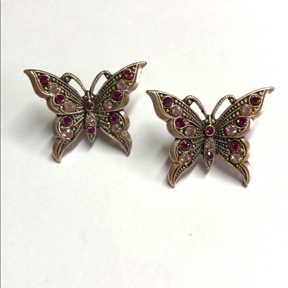 La Contessa Butterfly Earrings w/ Purple Crystal